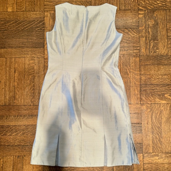 COPY - Kay Unger Vintage 100% Silk Blue Checked Sleeveless Knee-Length Dress Si… - Picture 2 of 8
